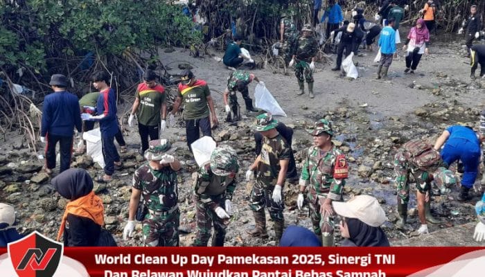 World Clean Up Day Pamekasan 2025, Sinergi TNI Dan Relawan Wujudkan Pantai Bebas Sampah