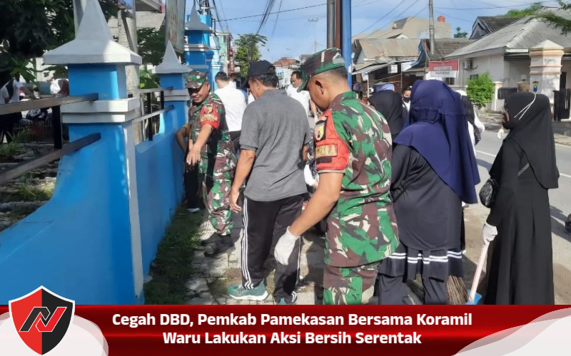 Cegah DBD, Pemkab Pamekasan Bersama Koramil Waru Lakukan Aksi Bersih Serentak