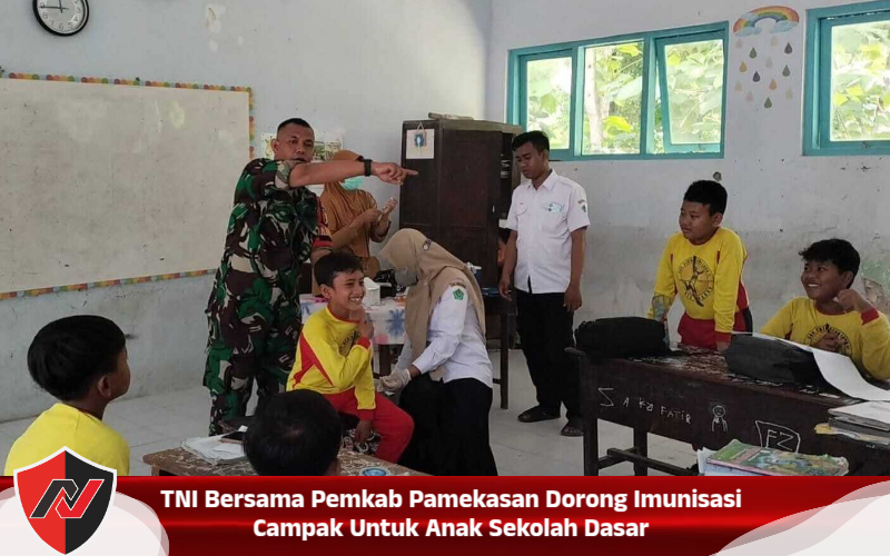 TNI Bersama Pemkab Pamekasan Dorong Imunisasi Campak Untuk Anak Sekolah Dasar