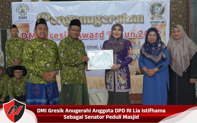 DMI Gresik Anugerahi Anggota DPD RI Lia Istifhama Sebagai Senator Peduli Masjid