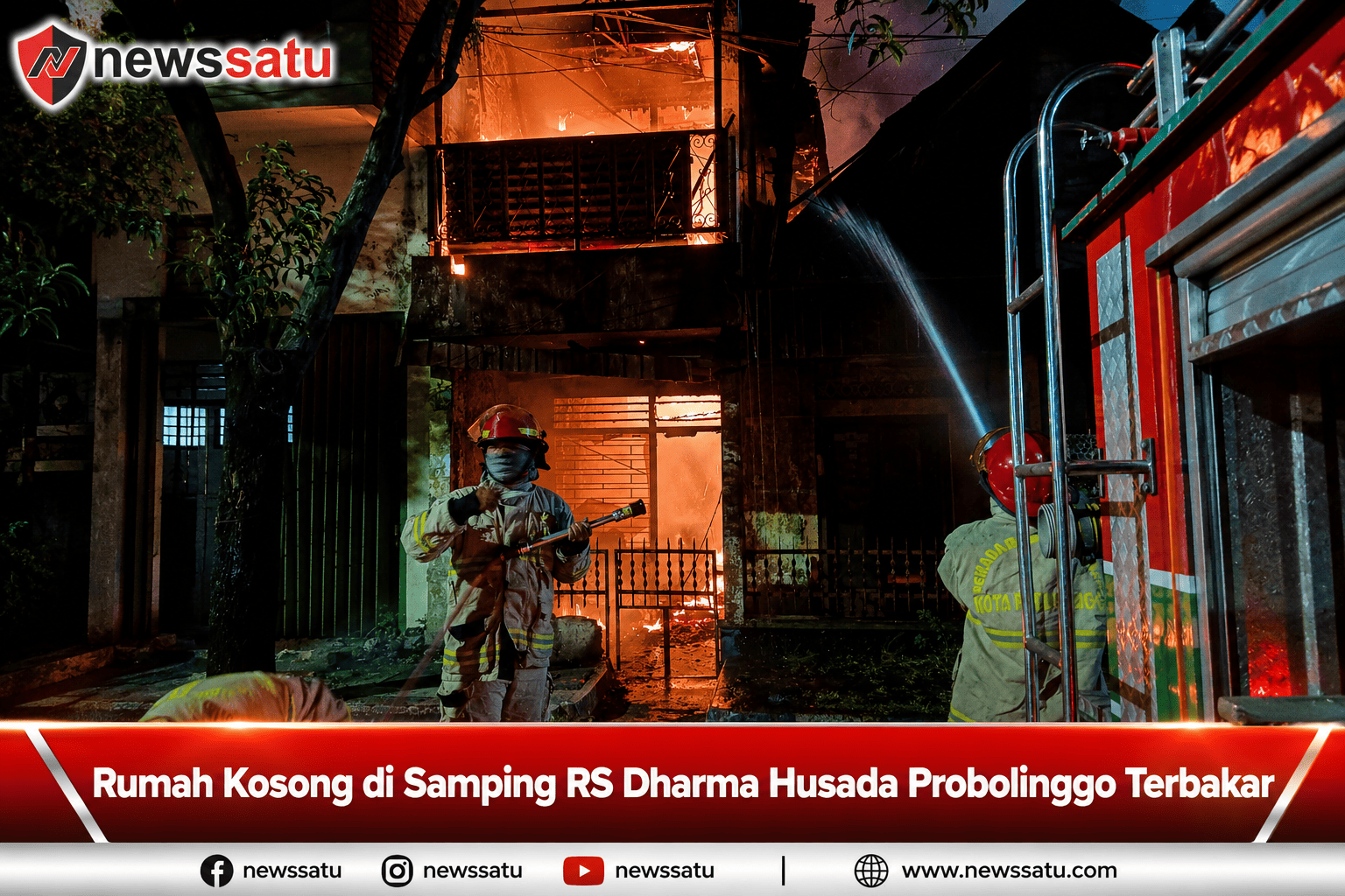 Rumah Kosong di Samping RS Dharma Husada Probolinggo Terbakar