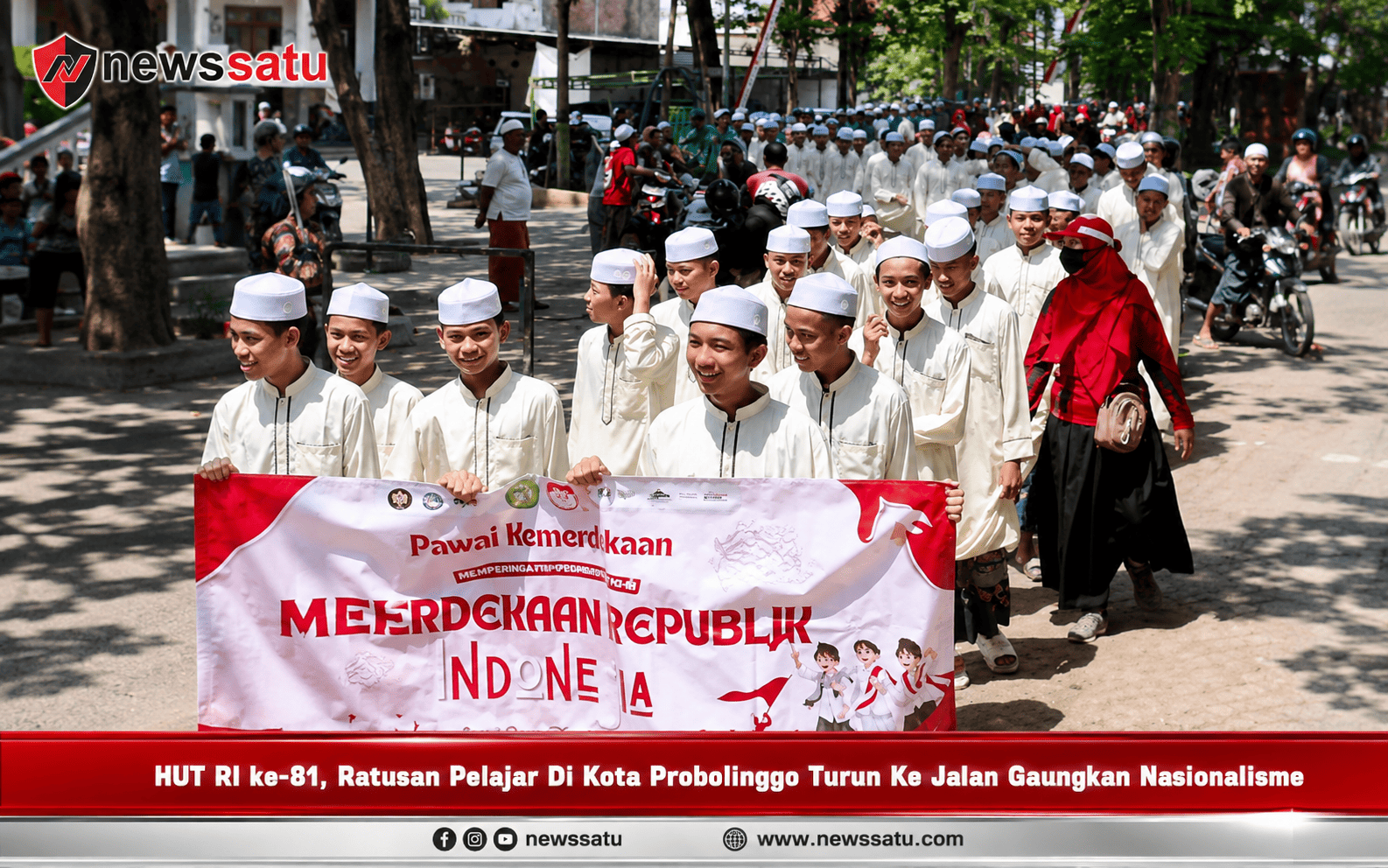 HUT RI ke-81, Ratusan Pelajar Di Kota Probolinggo Turun Ke Jalan Gaungkan Nasionalisme