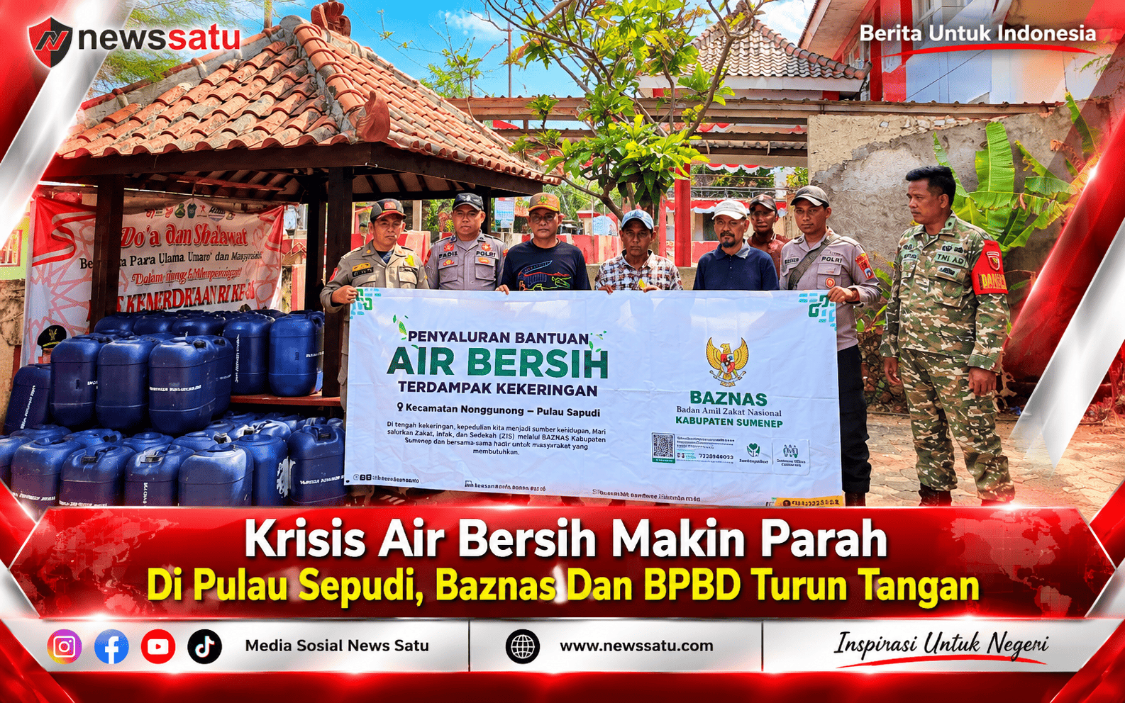 Krisis Air Bersih Makin Parah Di Pulau Sepudi, Baznas Dan BPBD Turun Tangan