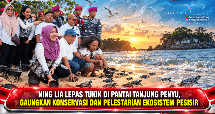 Ning Lia Lepas Tukik di Pantai Tanjung Penyu, Gaungkan Konservasi dan Pelestarian Ekosistem Pesisir
