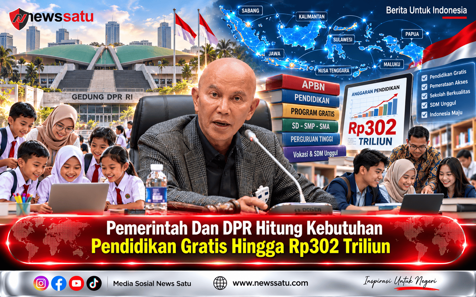 Pemerintah Dan DPR Hitung Kebutuhan Pendidikan Gratis Hingga Rp302 Triliun