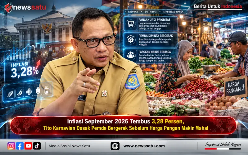 Inflasi September 2026 Tembus 3,28 Persen, Tito Karnavian Desak Pemda Bergerak Sebelum Harga Pangan Makin Mahal