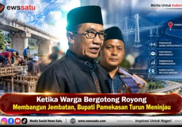 Ketika Warga Bergotong Royong Membangun Jembatan, Bupati Pamekasan Turun Meninjau