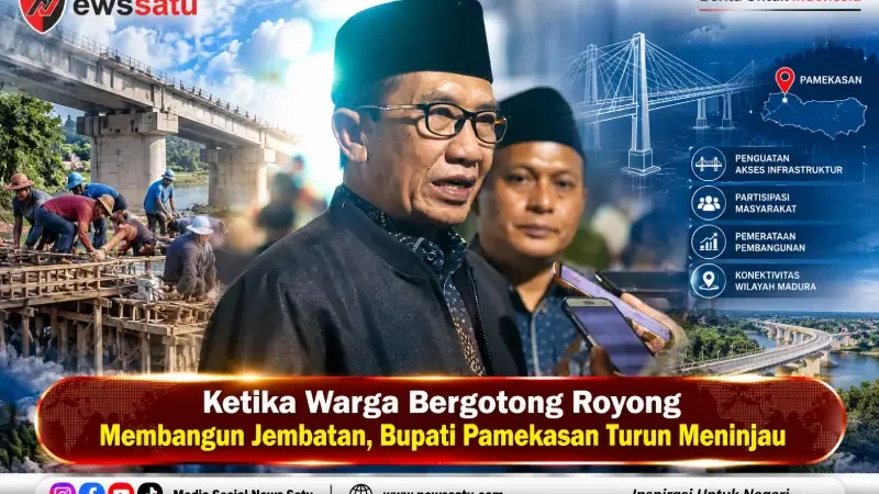 Ketika Warga Bergotong Royong Membangun Jembatan, Bupati Pamekasan Turun Meninjau